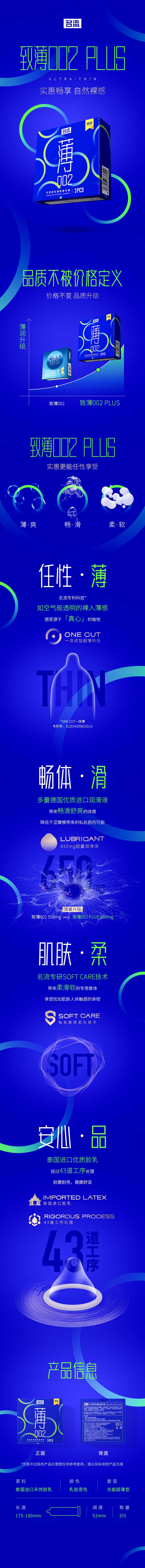 MINGLIU 002 ultra-thin plus condom three pcs