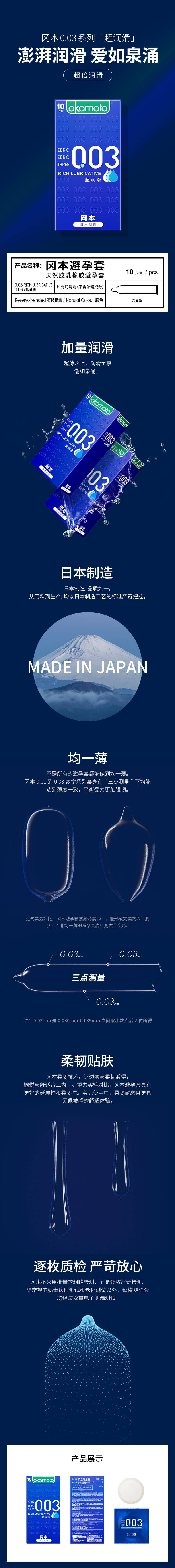 OKAMOTO 003 Super lubrication pack of ten Blue outfit