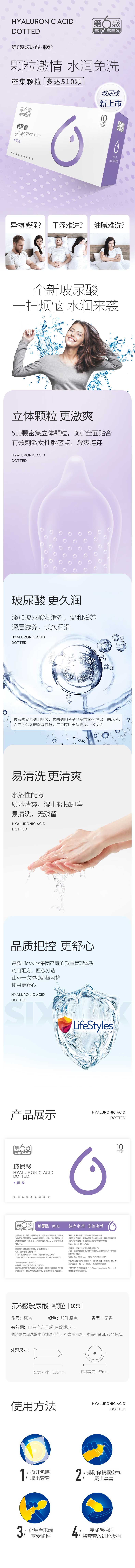 SIX SEX hyaluronic acid particles condom Pack of ten