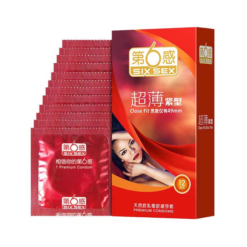 SIX SEX Ultra-thin and compact condom red packaging Pack of twelve