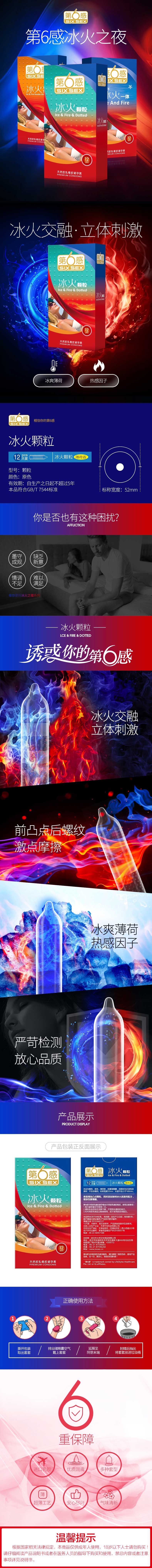 SIX SEX lce and fire particles condom Pack of twelve