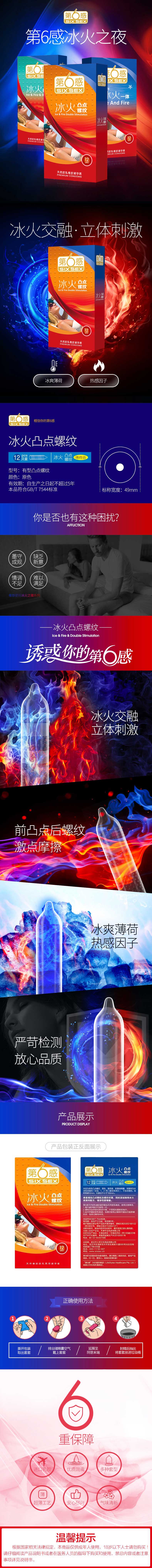 SIX SEX Ice fire bump thread condom Pack of twelve