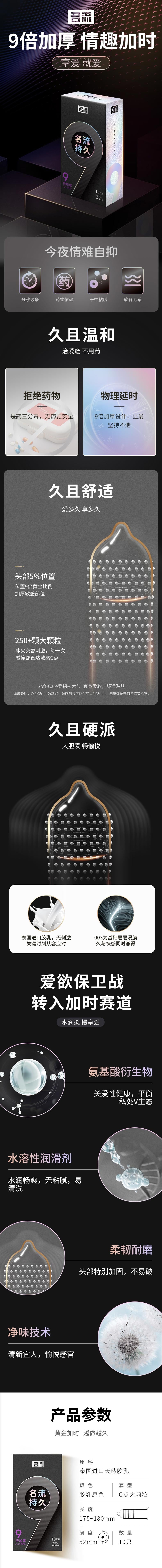 MINGLIU Long-lasting and nine times thicker Large particles condom ten pcs