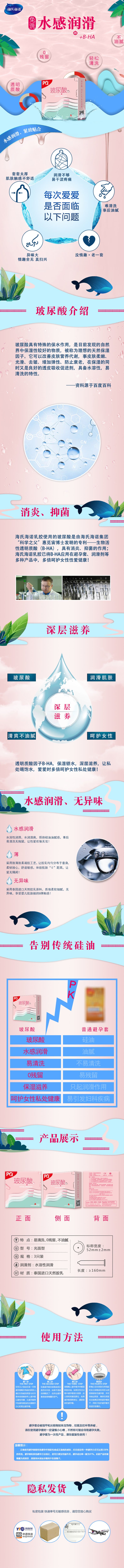 HAISHIHAINUO PQ hyaluronic acid condom three pcs