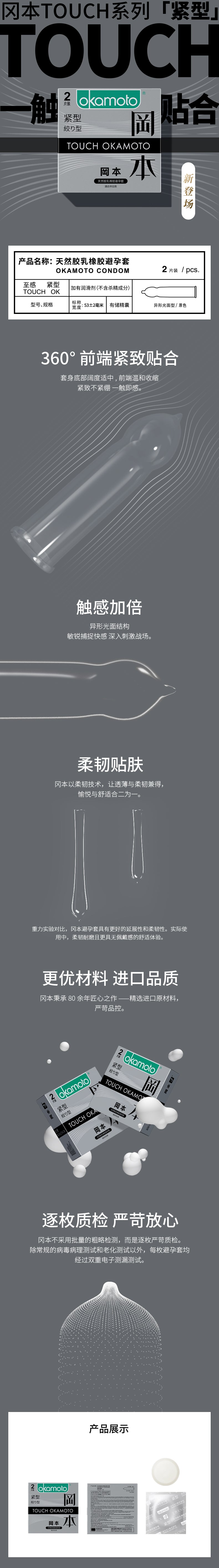 OKAMOTO Tight compact Pack of two grey packaging