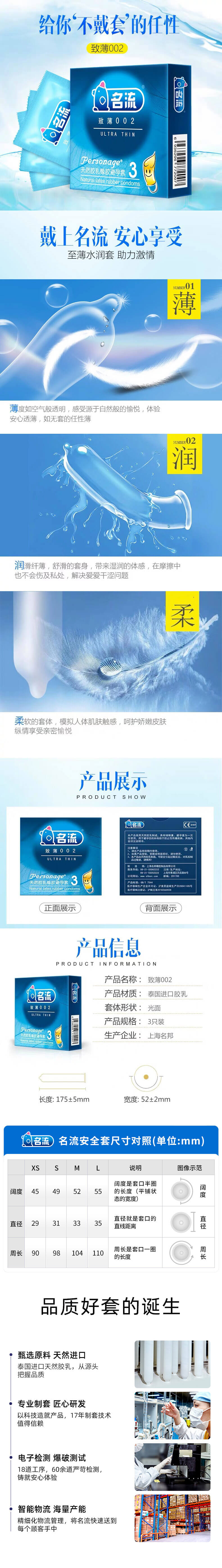 MINGLIU 002 Celebrity ultra-thin condom  three pcs