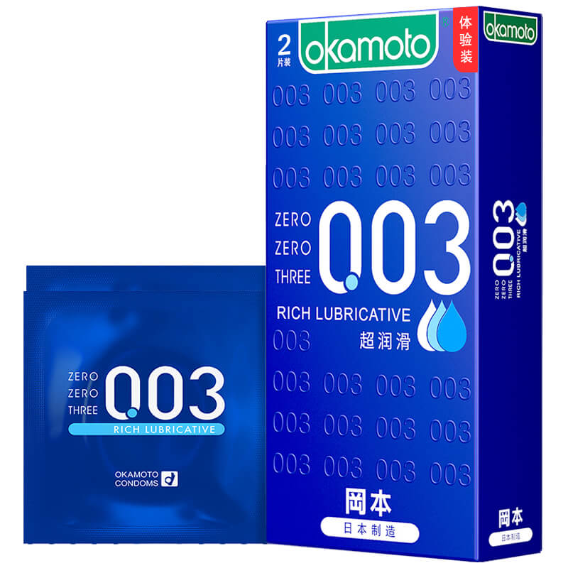 OKAMOTO 003 Super lubrication  condom  pack of  two  Trial suit blue