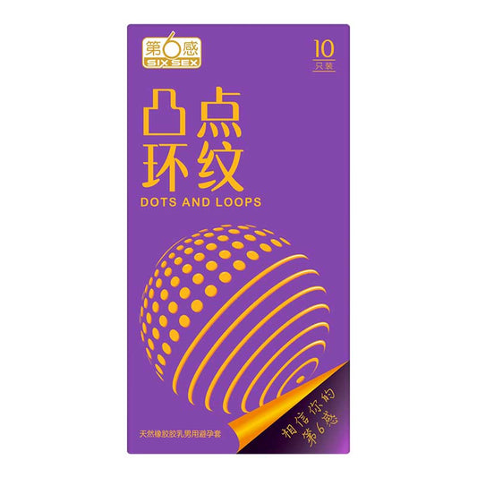 SIX SEX  raised dot ring pattern  condom  pack of ten