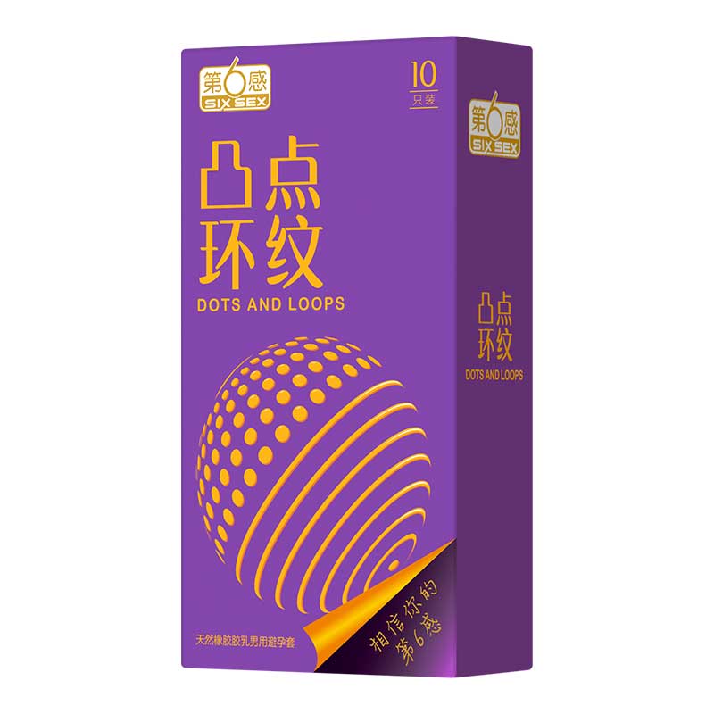 SIX SEX  raised dot ring pattern  condom  pack of ten
