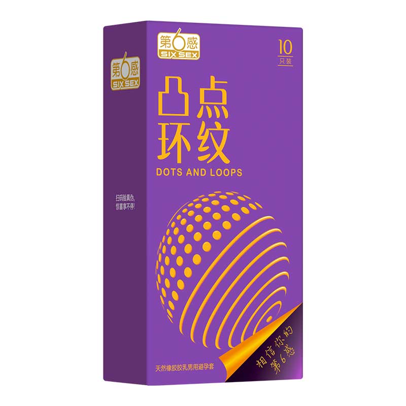 SIX SEX  raised dot ring pattern  condom  pack of ten