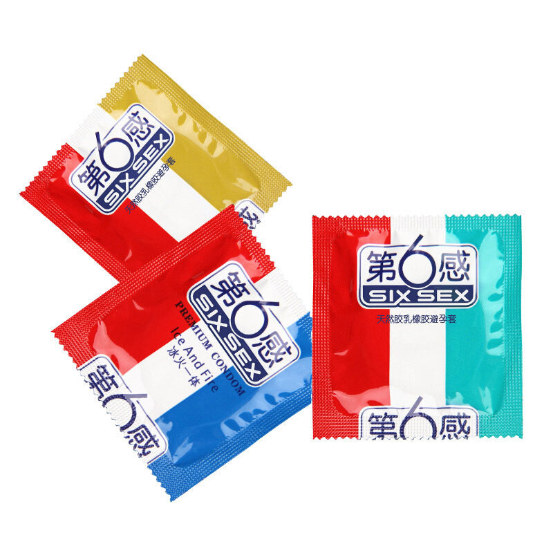 SIX SEX  Ice and fire three-in-one condom   eighteen pcs