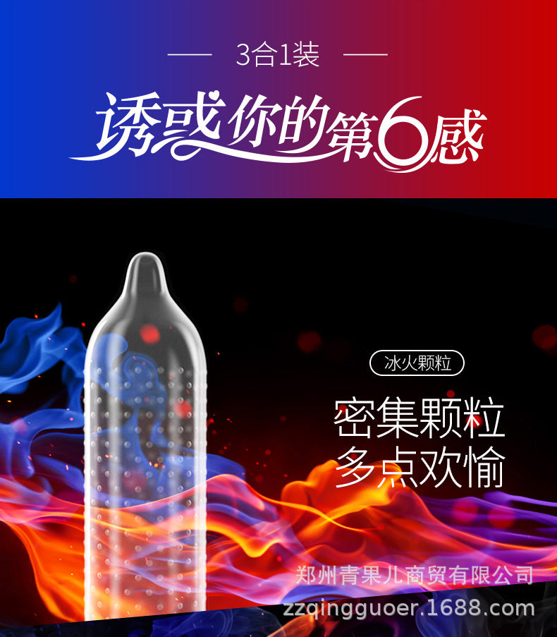 SIX SEX  Ice and fire three-in-one condom   eighteen pcs