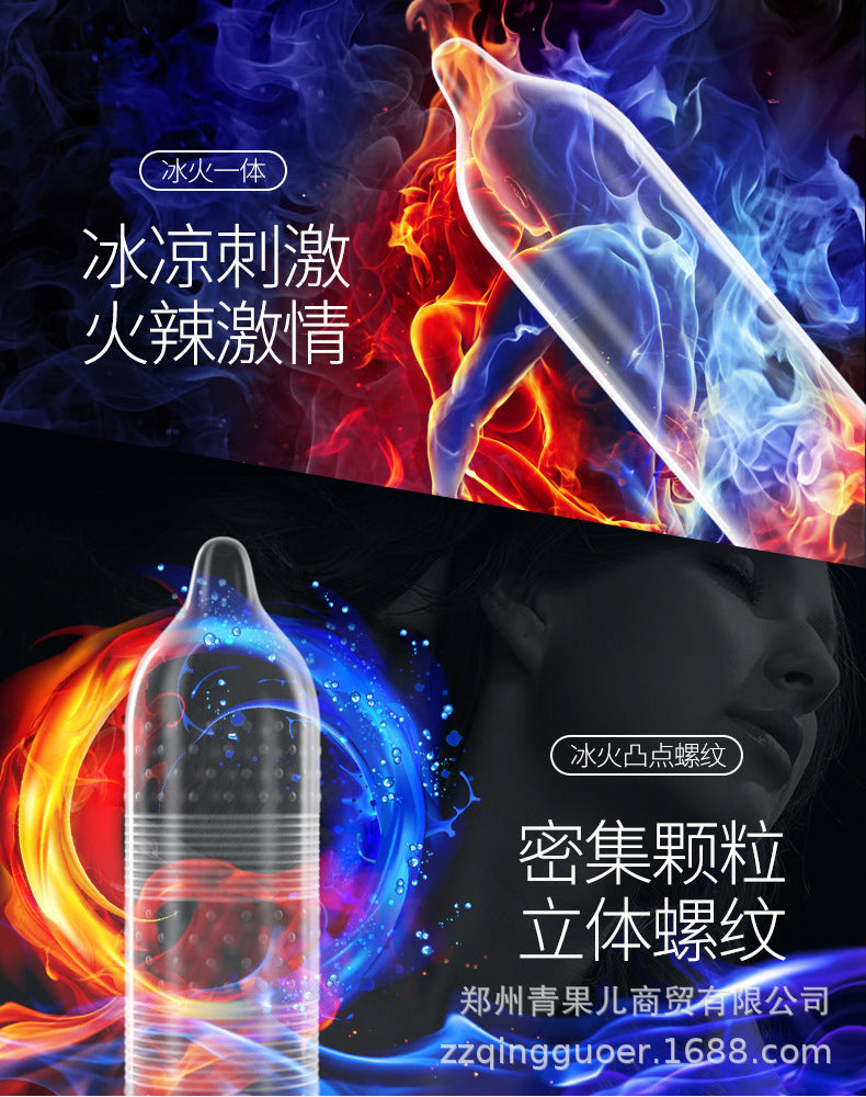 SIX SEX  Ice and fire three-in-one condom   eighteen pcs