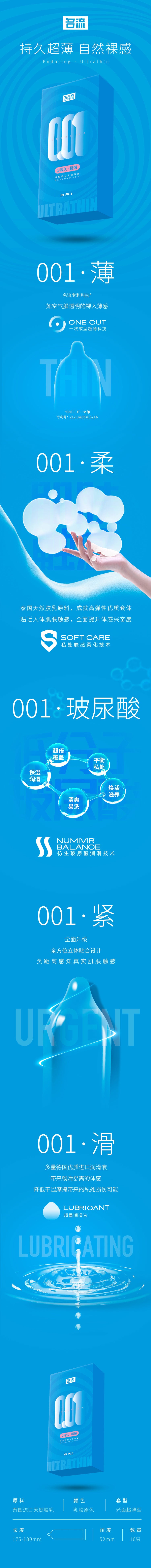 MINGLIU 001  Durable and ultra-thin  condom Blue outfit ten  pcs