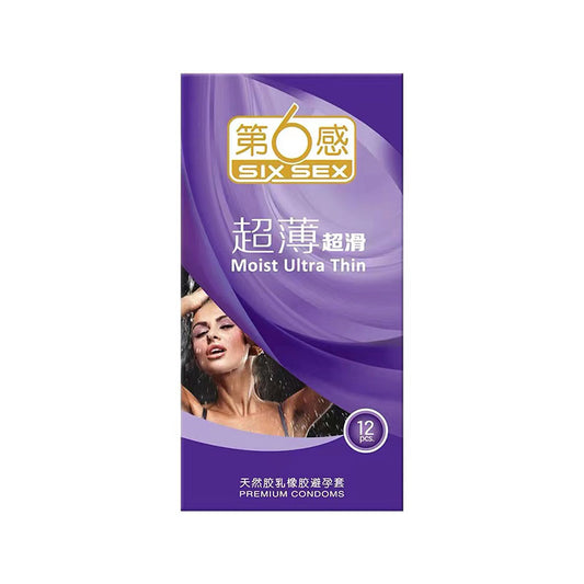 SIX SEX Ultra smooth and ultra thin condom Purple packaging Pack of  twelve