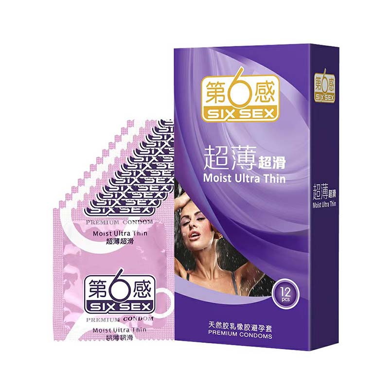SIX SEX Ultra smooth and ultra thin condom Purple packaging Pack of  twelve