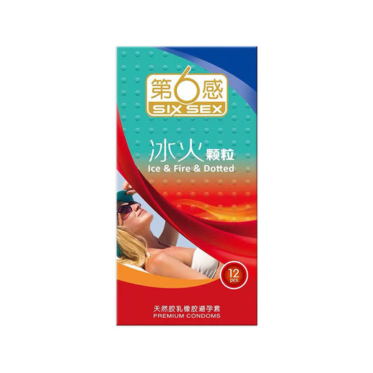 SIX SEX   lce and fire particles condom  Pack of  twelve