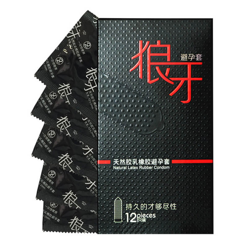 SIXIANGNI  black Wolf braces Peak lasting condom  twelve  pcs