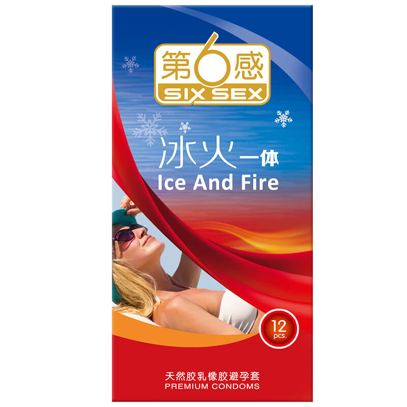 SIX SEX   Ice and fire  condom  Pack of twelve