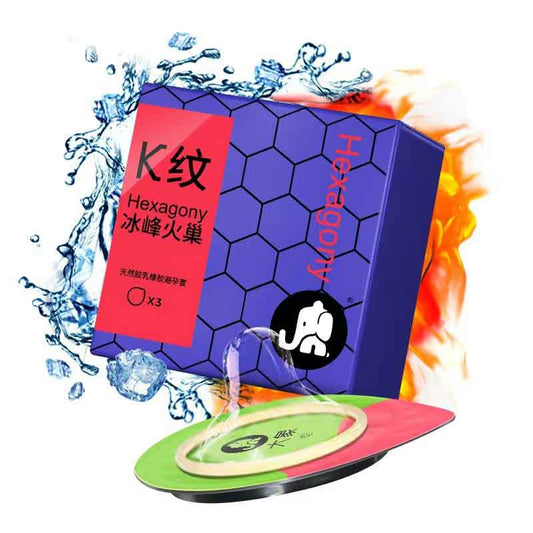 ELEPHANT  K pattern ice peak fire nest condom  Pack of three