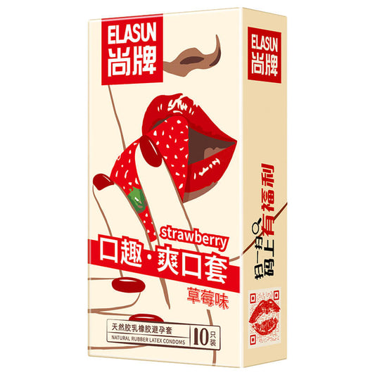 ELASUN  oral sex strawberry condom ten pcs