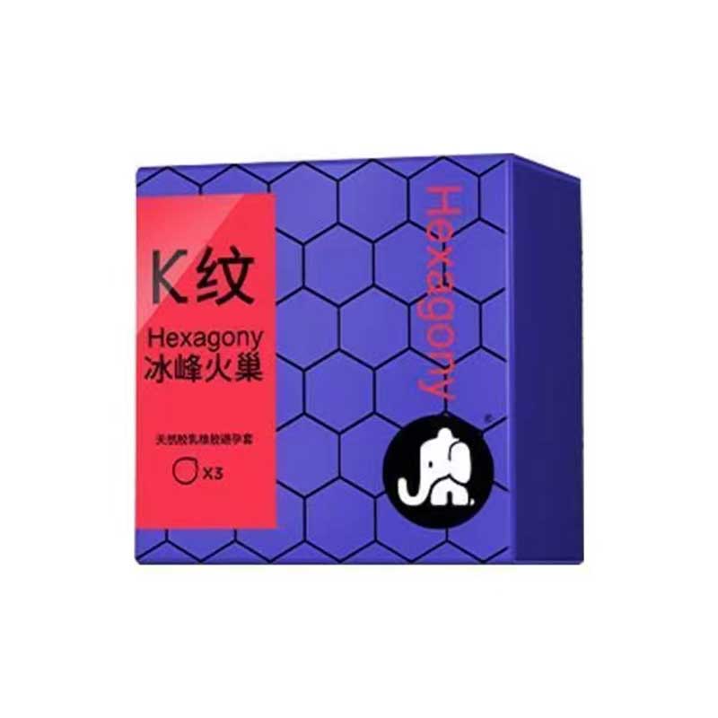 ELEPHANT  K pattern ice peak fire nest condom  Pack of three