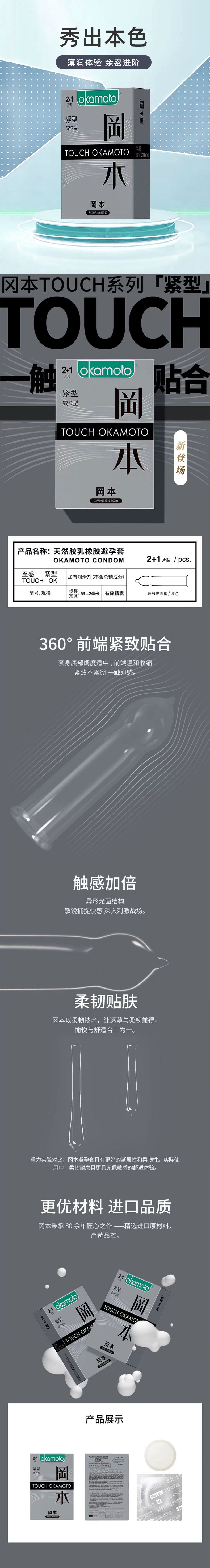 OKAMOTO  Tight compact two + One  grey packaging