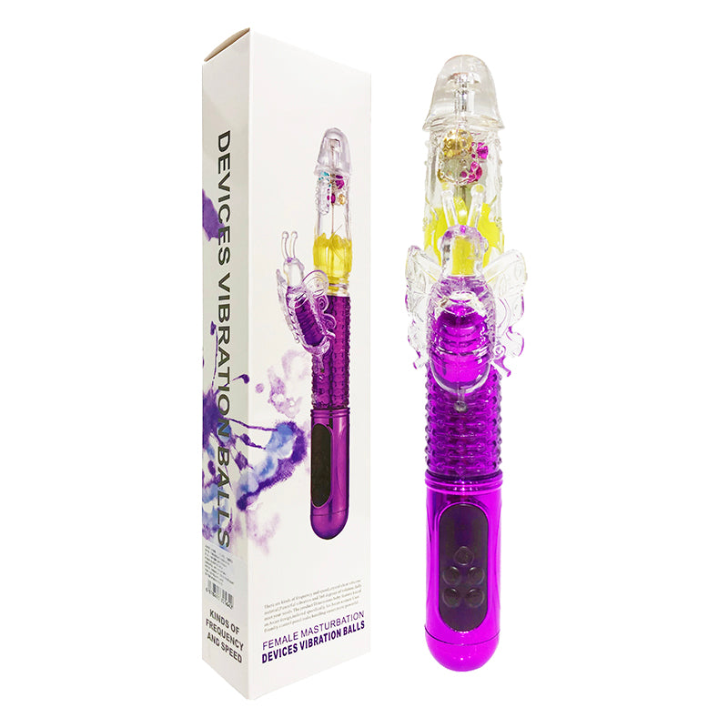 彩珠膨胀伸缩自慰棒