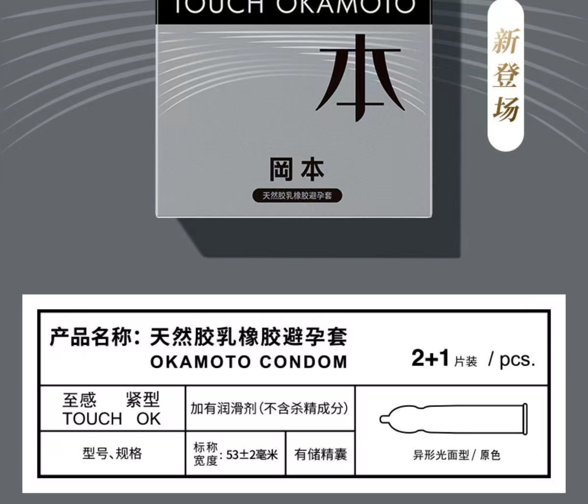 OKAMOTO  Tight compact two + One  grey packaging