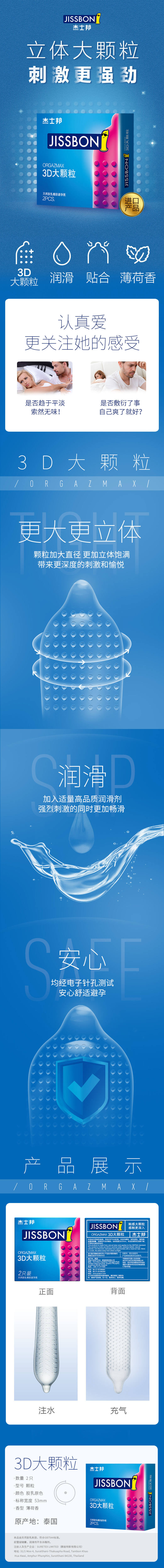 JISSBON  3D Large particles condom two pcs