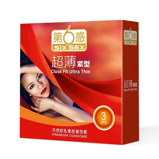 SIX SEX Ultra-thin and compact condom  Pack of  three  49MM