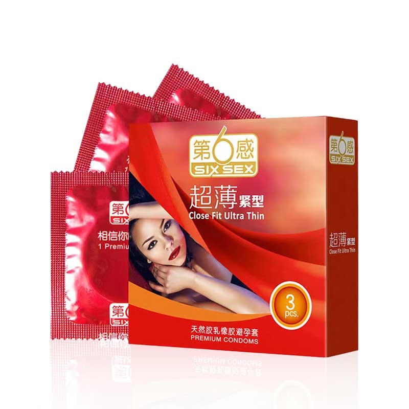 SIX SEX Ultra-thin and compact condom  Pack of  three  49MM