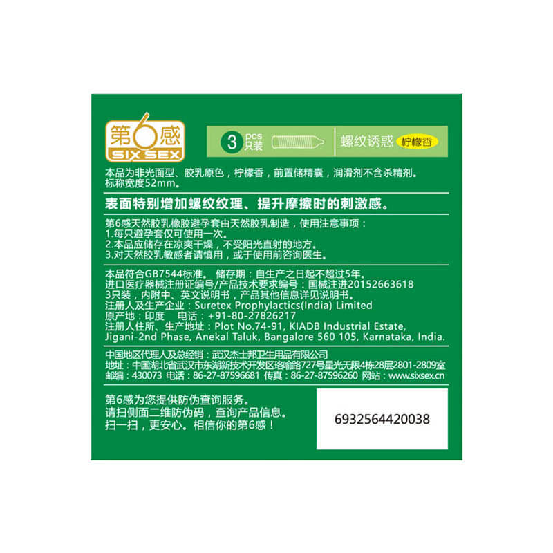 SIX SEX  Thread  charm condom  Pack of three