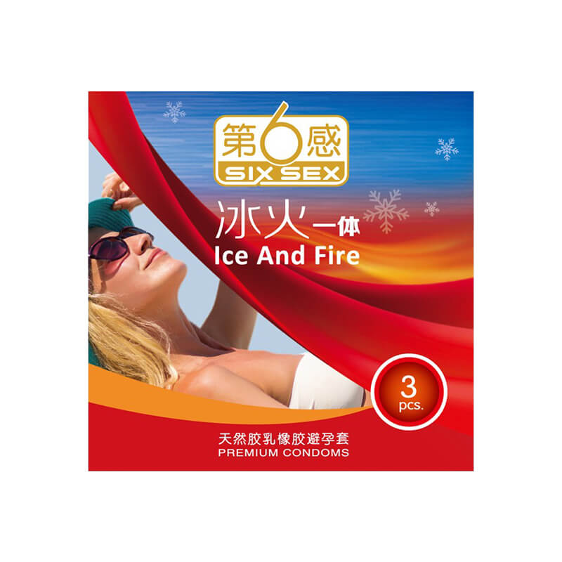 SIX SEX   Ice and fire condom  Pack of  three