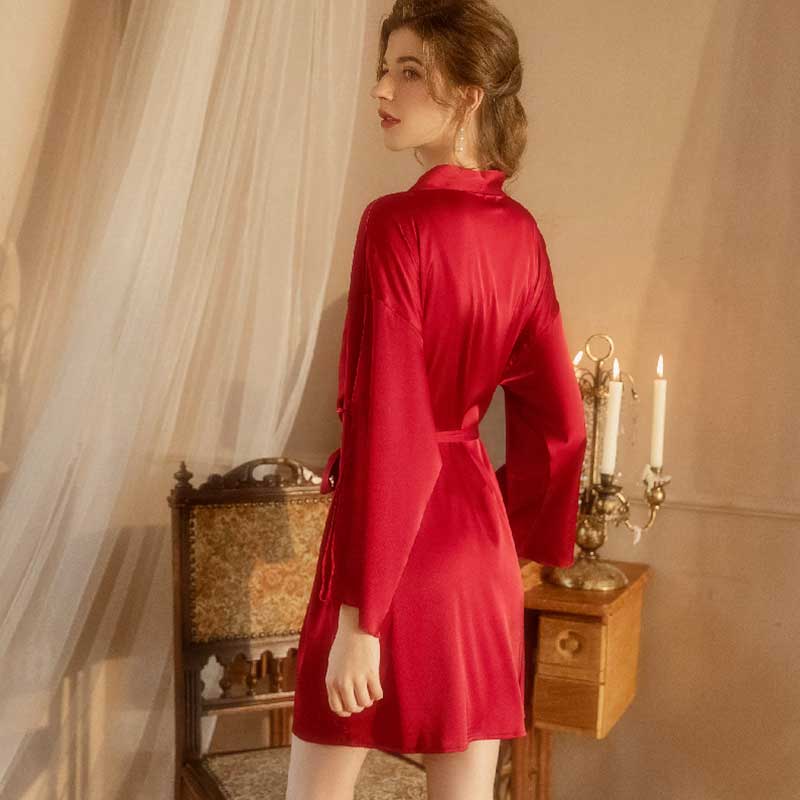 Fengyuegu sexy underwear  1810 suspender + outer robe red