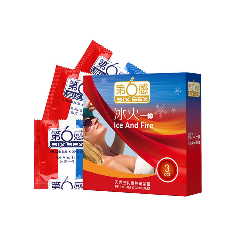 SIX SEX   Ice and fire condom  Pack of  three