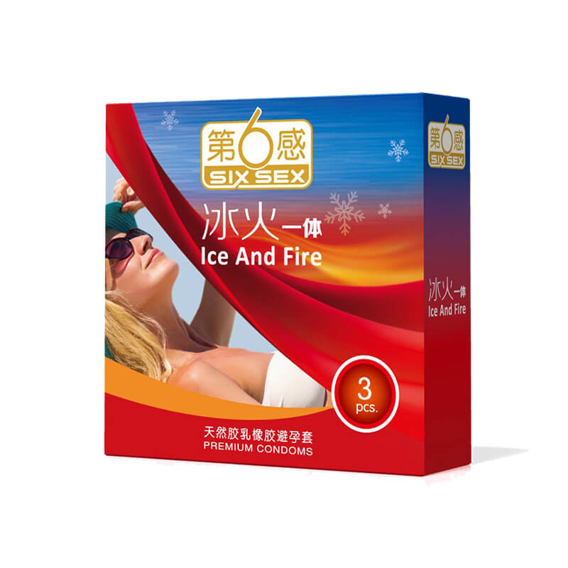 SIX SEX   Ice and fire condom  Pack of  three