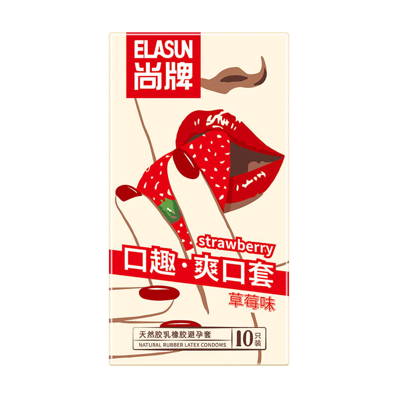 ELASUN  oral sex strawberry condom ten pcs