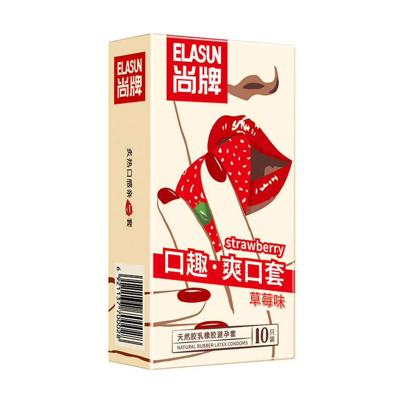 ELASUN  oral sex strawberry condom ten pcs