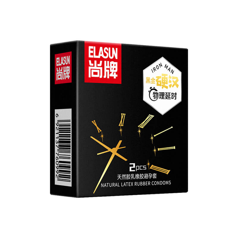 ELASUN  Black gold tough guy, physical delay condom two pcs