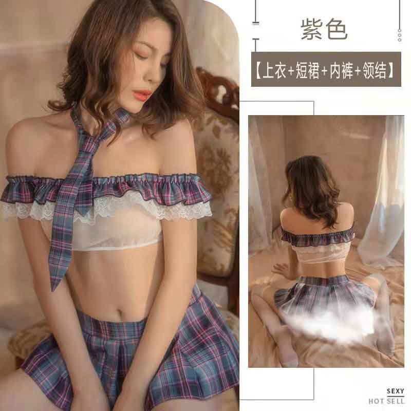 Fengyuegu sexy underwear  1827 Purple Plaid