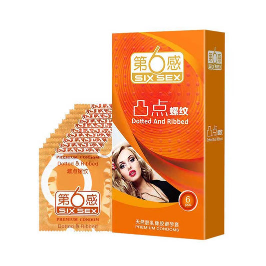 SIX SEX raised point thread condom pack of six