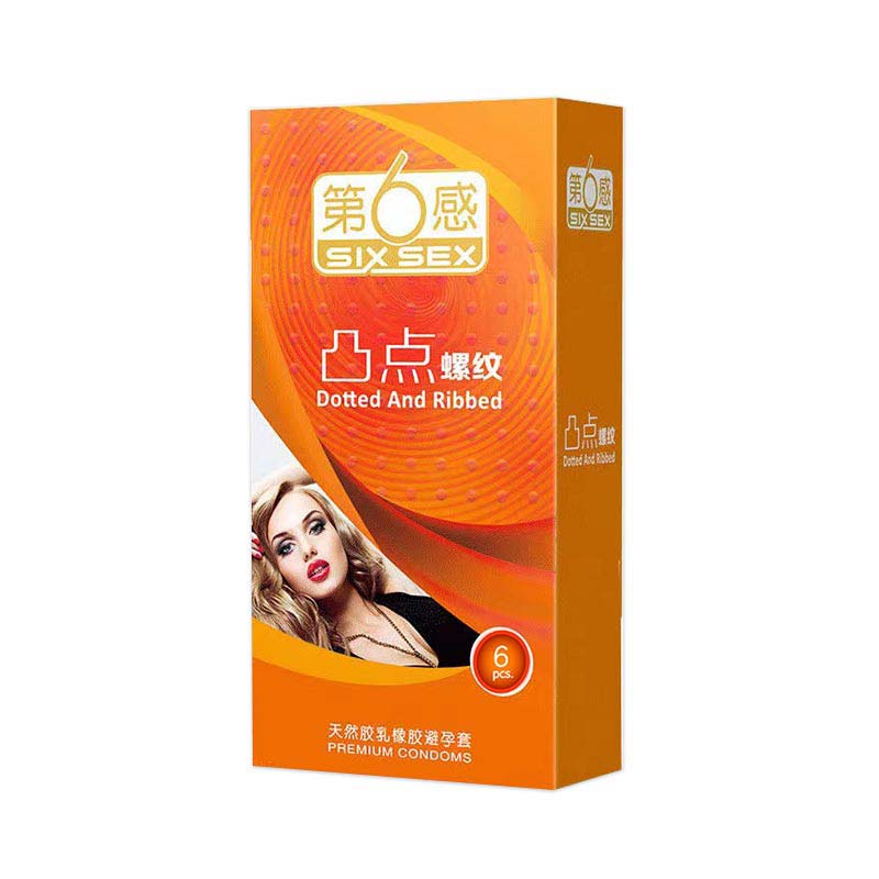 SIX SEX raised point thread condom pack of six