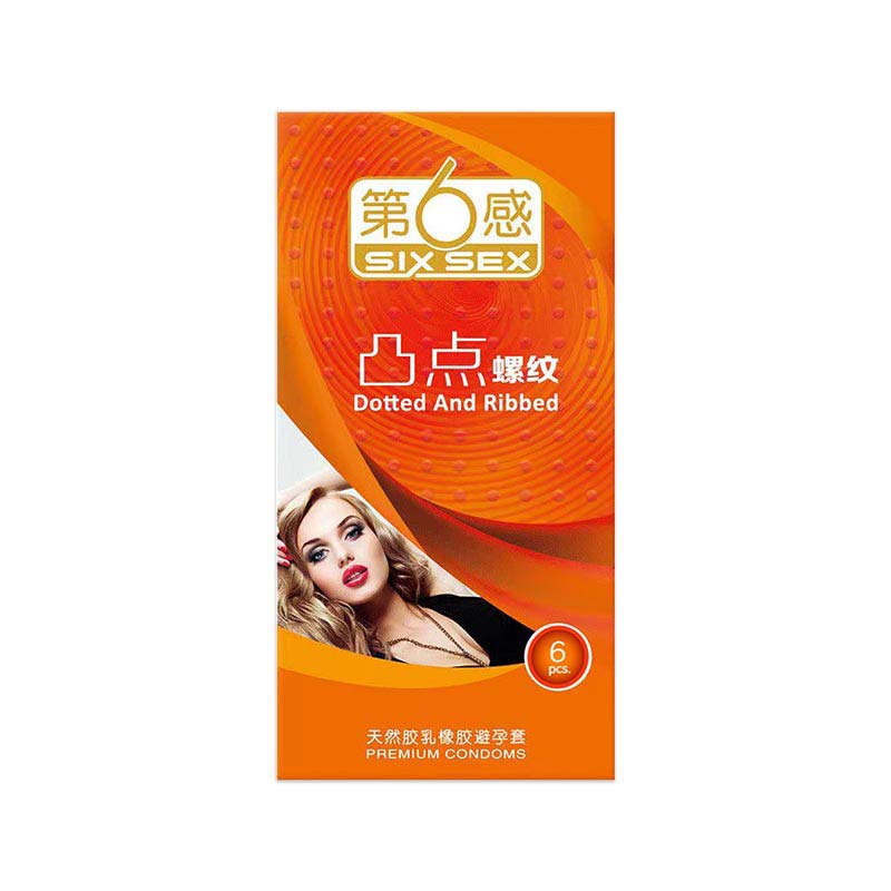 SIX SEX raised point thread condom pack of six