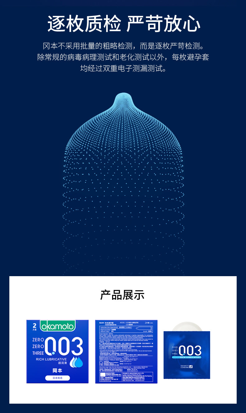 OKAMOTO 003 Super lubrication  condom  pack of  two  Trial suit blue  square box