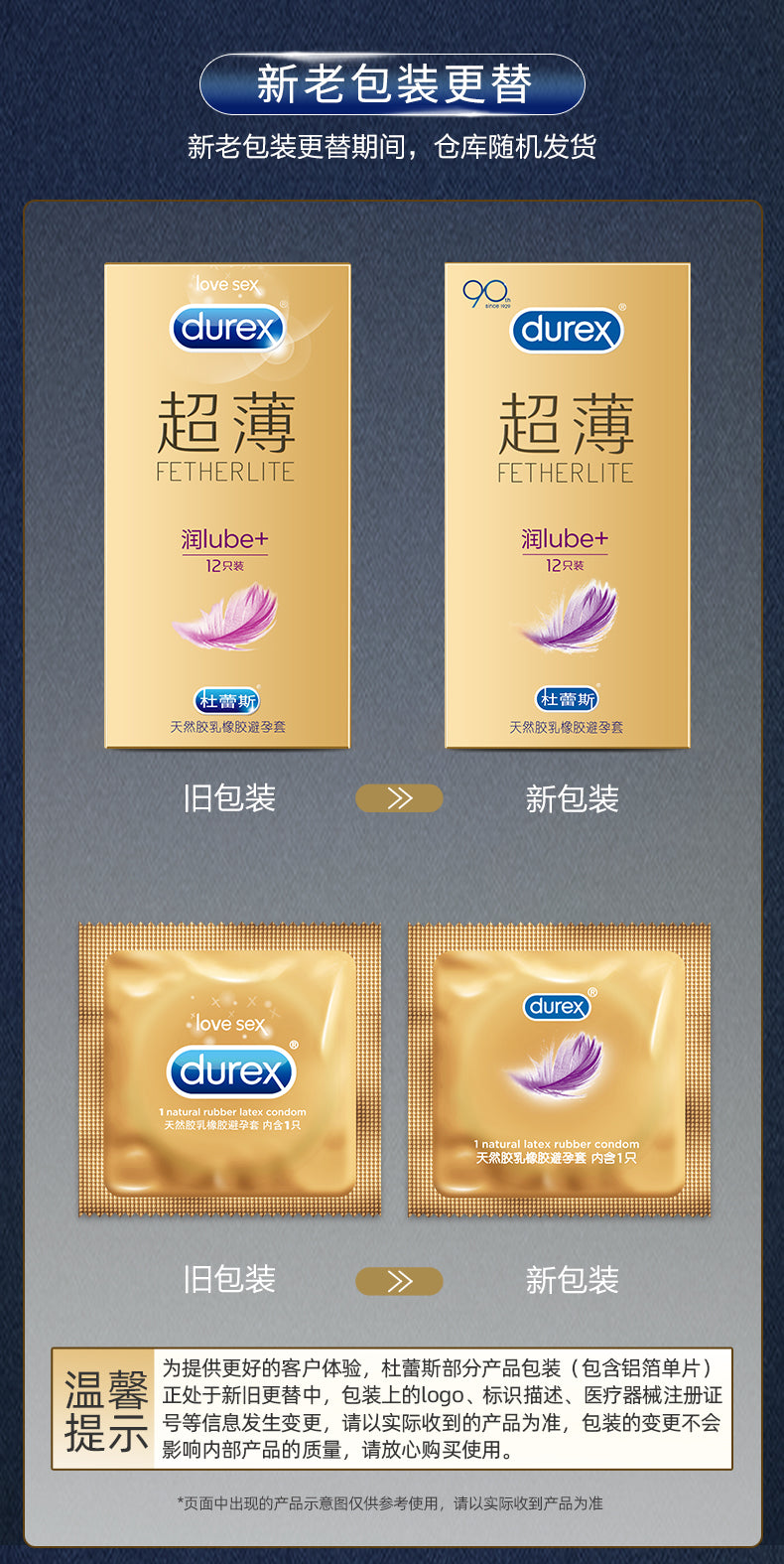DUREX  gold packaging   lubricating condom Pack of twelve