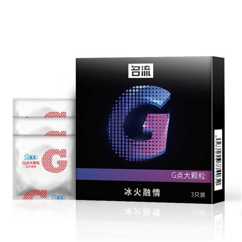 MINGLIU  G-spot large particles blend of ice and fire condom  three pcs