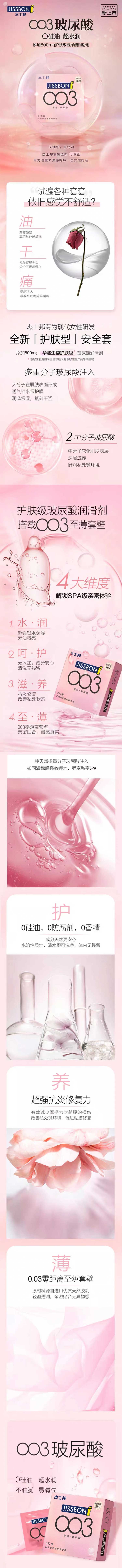 JISSBON 003 Zero sense hyaluronic acid  condom three pcs
